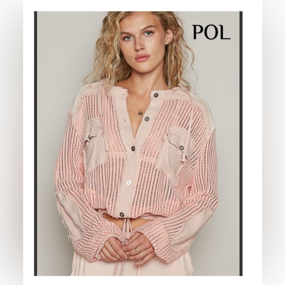 (2pc Set) POL-NWO Pink Lace Detail Pants w/Matching Hooded Top Size L